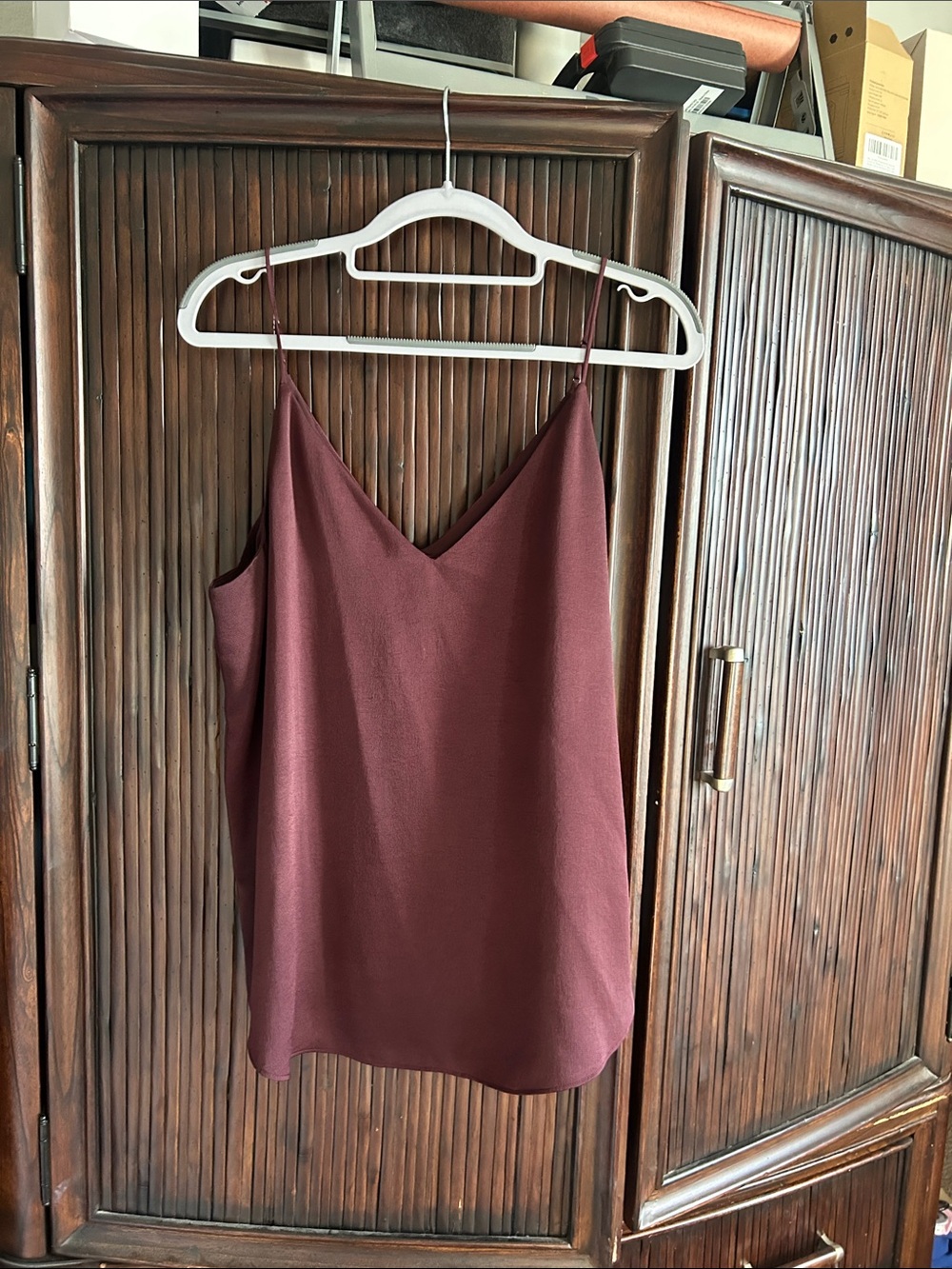 Express Burgundy V-Neck Satin Cami